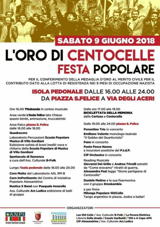 Locandina QuadraCoro 9 giugno ore 16.30 Medaglia d'oro a Centocelle